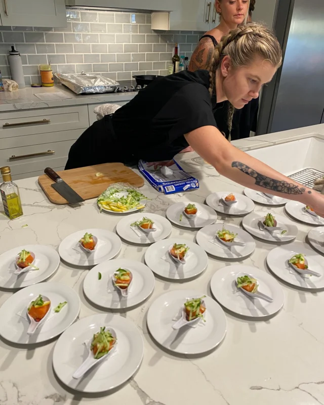 A glimpse behind the scenes of an unforgettable birthday celebration! 🎉✨From delicate truffle ponzu sashimi bites to crispy crab cakes with sriracha remoulade, our signature miso Caesar salad featuring local whole leaf baby romaine, perfectly sous vide filet mignon, and a custom dessert creation: mango cheesecake wontons. Pure magic from start to finish.And, of course, our FABULOUS all-women team making it all happen with love and aloha. 💪🏽❤️Ready to turn your special occasion into a culinary masterpiece? Reach out—we can’t wait to create something extraordinary for you!#PrivateChefExperience #MauiCatering #LuxuryDining #IslandCuisine #TrufflePonzu #CrabCakes #MisoCaesarSalad #FiletMignon #MangoCheesecakeWontons #FemaleChefs #WomenInFood #SpecialOccasionCatering #MauiCelebrations